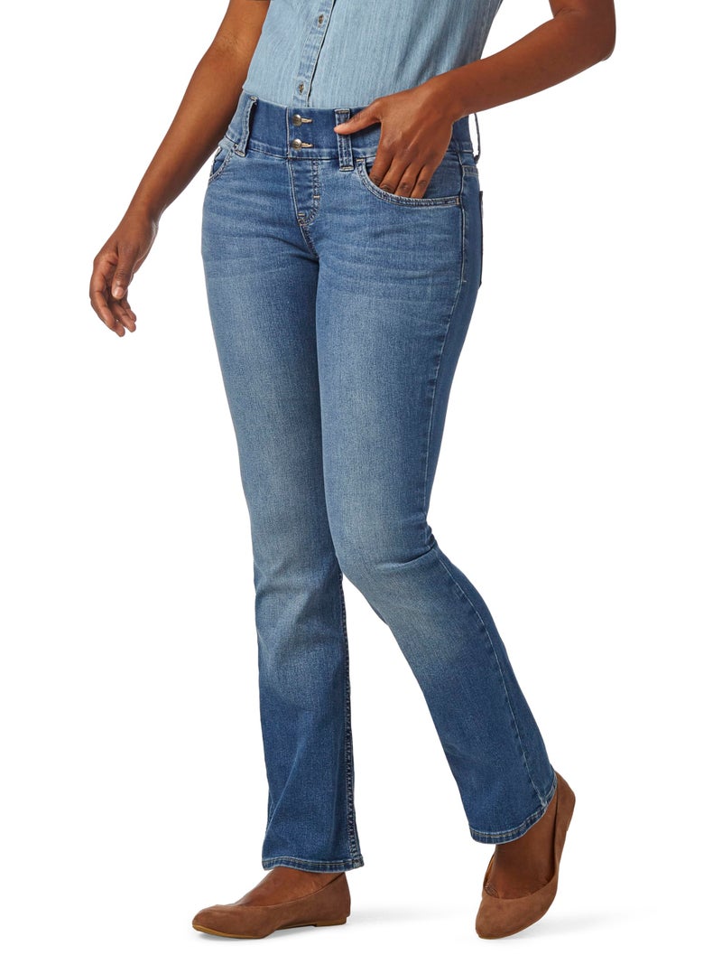 Riders by Lee Indigo womens Pull on Waist Smoother Bootcut Jeans, Mid Shade, 16 US - Image 1